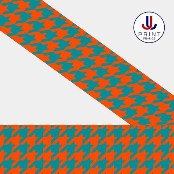 PIED DE POULE ORANGE - TURQUOISE 